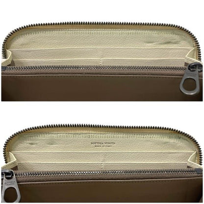 Bottega Veneta Round Zipper Long Wallet Cream Intrecciato Wallet