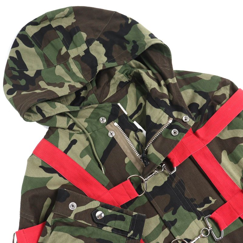 Celine 23SS 2w860494m 100% Cotton Camouflage Pattern Harness Parka Coat Khaki