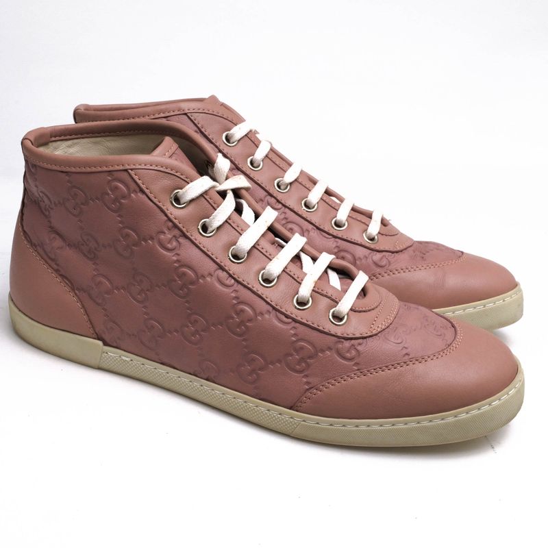 Gucci Shoes Sneakers Shoes High Cut Ladies Women Leather Genuine Pink 391499
