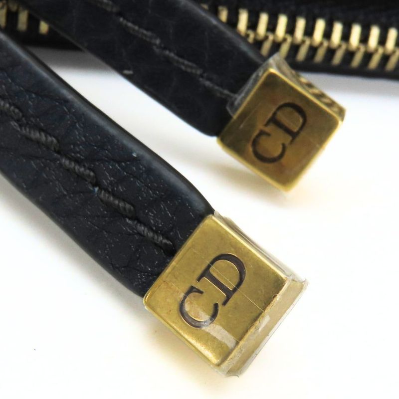 Christian Dior Pouch Bee Leather Navy Gold Hardware Multi Case Clutch Women