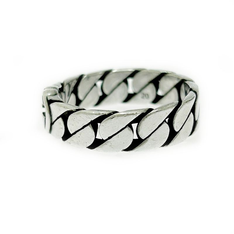 Gucci Silver Interlocking G Chain Ring 5.1g 925 Engraved 473034 Ring