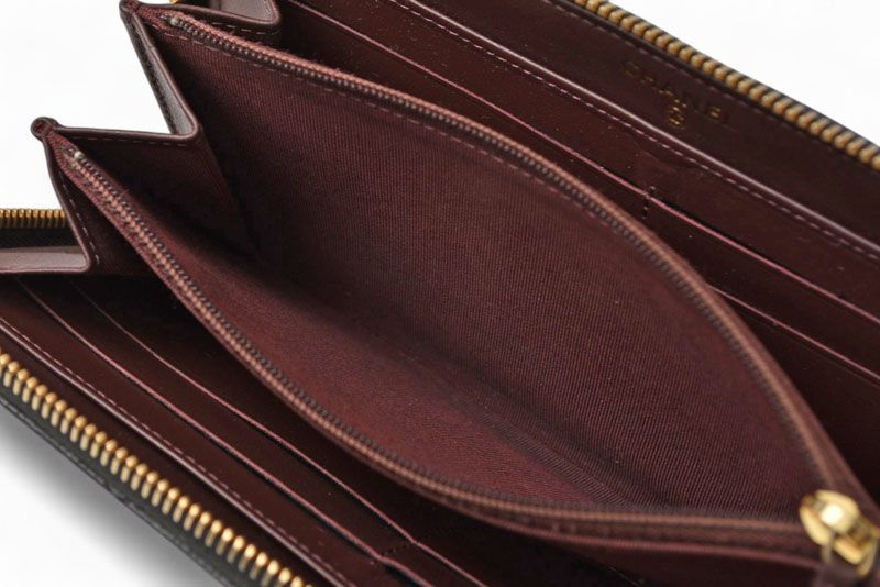 Chanel Wallet Chanel Long Wallet Matelasse Caviar Skin A50097 Black Gold