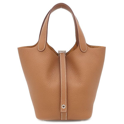 Hermes Handbag Picotin Lock PM Taurillon Clemence Gold Silver Hardware Never