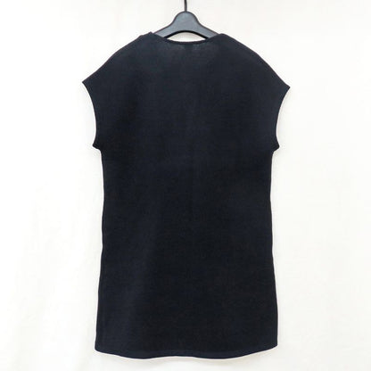 Hermes Waffle Knit Sleeveless Dress Black 100% Cotton Black Women's