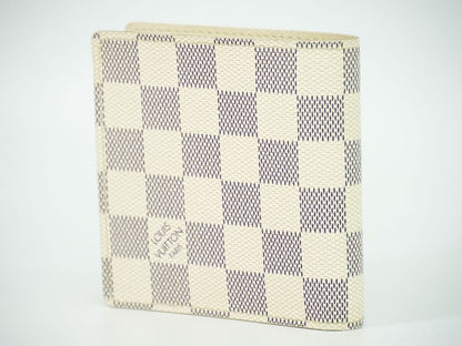 Authentic Louis Vuitton LV Portefeuille Marco Damier Azure Fold Wallet White