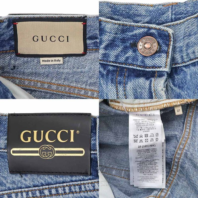 Gucci Denim Pants Damaged Processing 27 Size Light Blue Women's Apparel