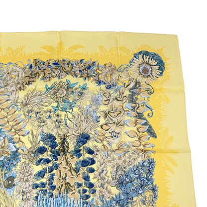 Hermes Scarf Silk Carre 90 None Man Island Plant L'lle Deserte Yellow With Box