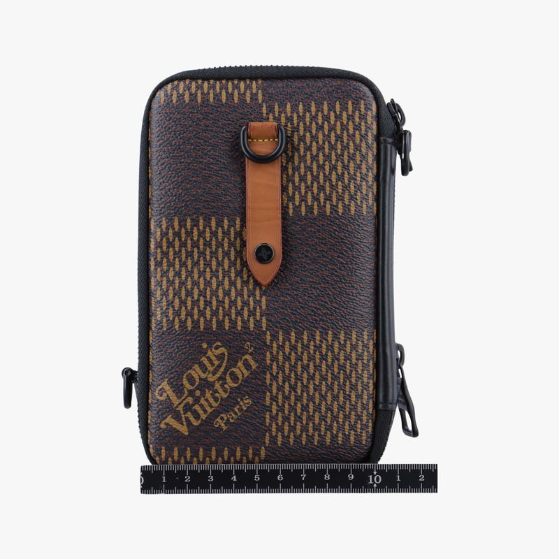 Louis Vuitton Nigo Collaboration Double Phone Pouch Ebène Damier Giant N40377 IC
