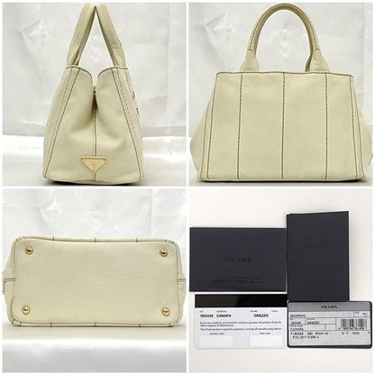 Prada Tote Canapa Tote Ivory White Canapa 1bg439