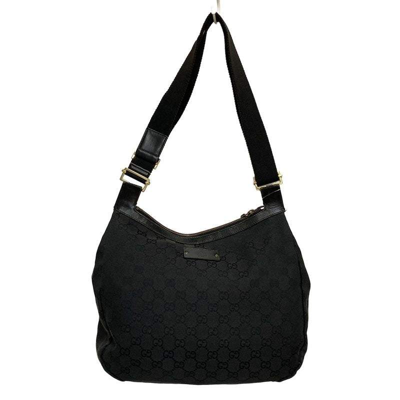 Gucci Shoulder Bag GG Pattern 90762 Black Leather