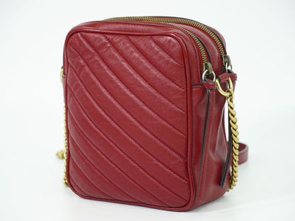Authentic Gucci GG Marmont Shoulder Bag Pochette Leather Red 550155 Bag