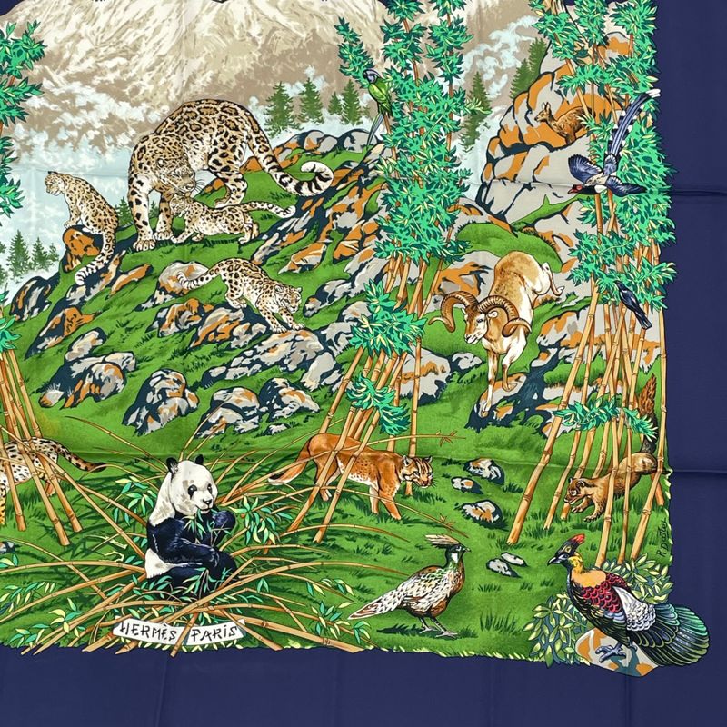 Hermes Carre 90 Scarf Sichuan Navy