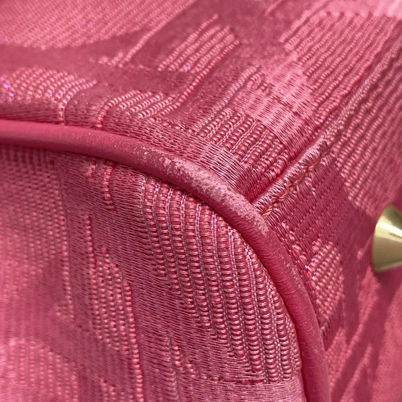 Dior/christian Dior Handbag Canage Stitch Pink Lame Leather