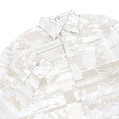 Hermes 100% Cotton Abstract Total Pattern Sleeve Serie Buttons Long Sleeves