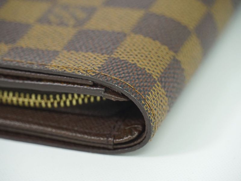 Authentic Louis Vuitton LV Porte Monet Bier Trésor Damier Ebène Fold Wallet