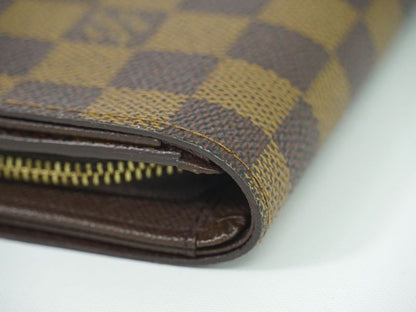 Authentic Louis Vuitton LV Porte Monet Bier Trésor Damier Ebène Fold Wallet