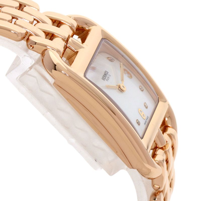 Hermes Cc1270a Cape Cod 8P Diamond Watch 18K Pink Gold Ladies