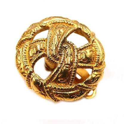 Chanel Ribbon Shape GP Gold Earrings And Earrings