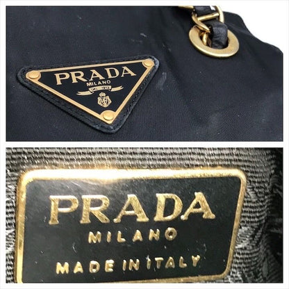 Prada Nylon Tessuto Chain Shoulder Bag Black
