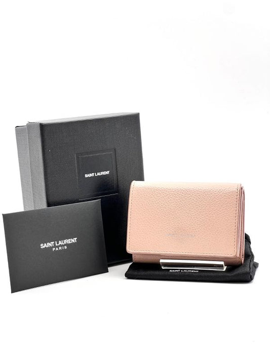 Saint Laurent Trifold Wallet Compact Pink Beige 05bs171
