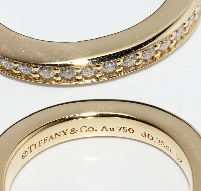 Tiffany & Co Ring 18K Yellow Gold Diamond 038ct Lock Ring Full Diamond