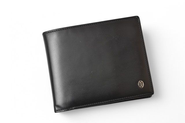 Cartier Wallet Men's Bifold Cartier Fold Wallet Leather Pasha De Cartier Black