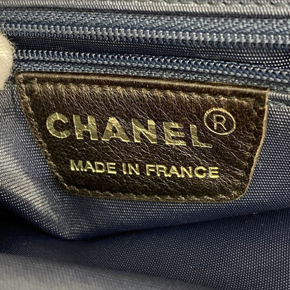 Chanel Handbag Chocobar Nylon Navy Silver Hardware Women