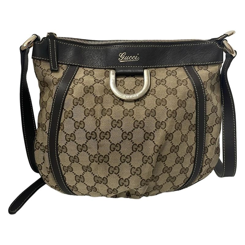 Gucci Shoulder Bag Abby 203257 Beige And Dark Brown Leather