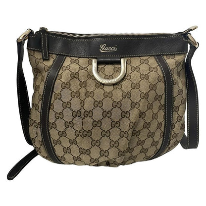Gucci Shoulder Bag Abby 203257 Beige And Dark Brown Leather