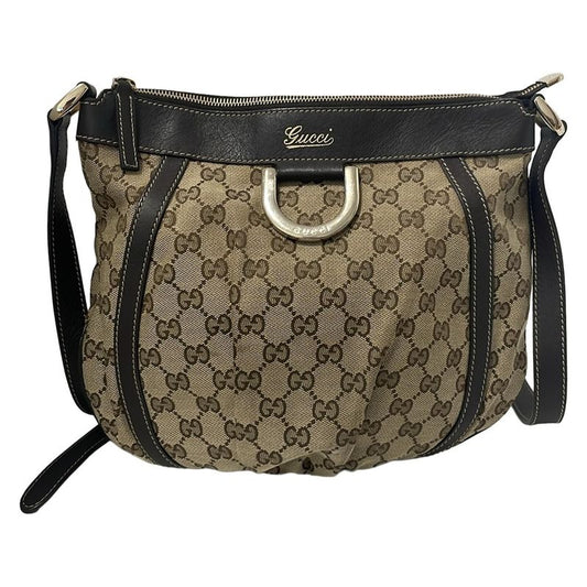 Gucci Shoulder Bag Abby 203257 Beige And Dark Brown Leather