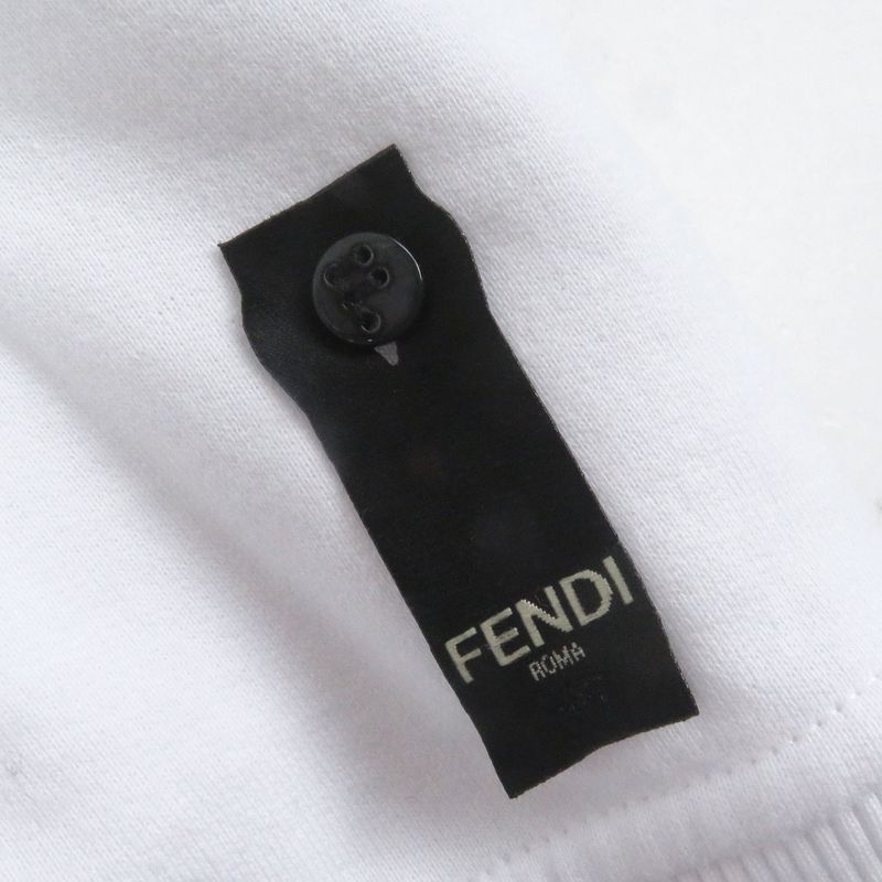 Fendi Fy1079 100% Cotton Logo Embossed Long Sleeve Sweatshirt White XL Made In
