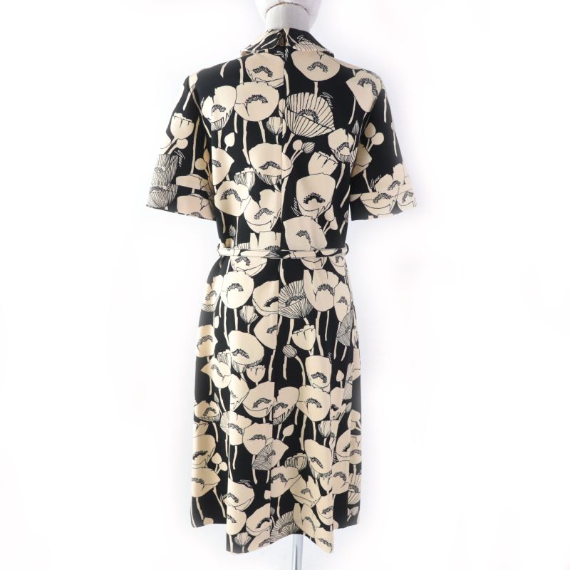 Gucci 2021 653181 Poppy Flower Print With GG Belt Short Sleeve Long Dress/dress