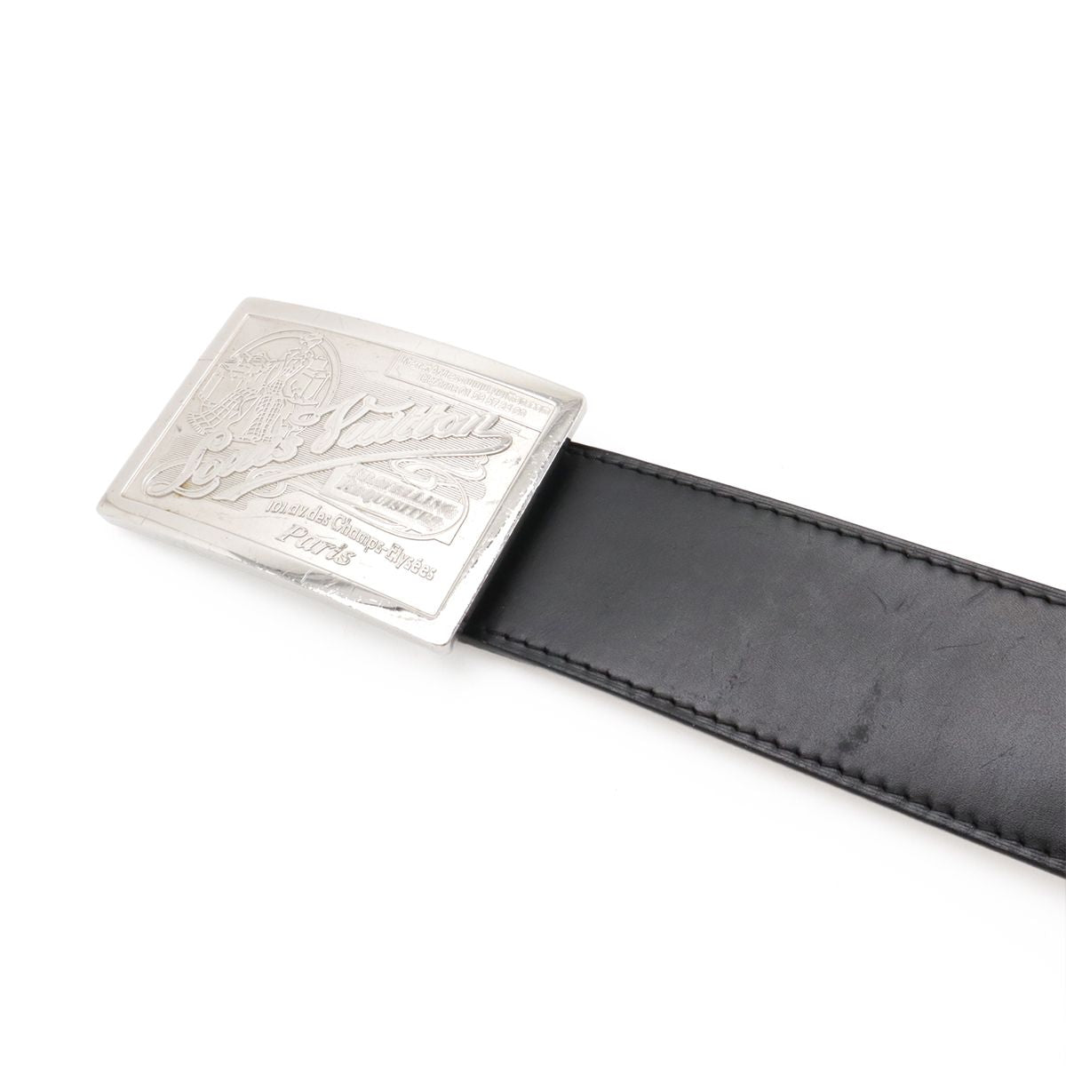 Louis Vuitton Santure Jeans Belt Leather Black Men's Silver Hardware #90 M6812u