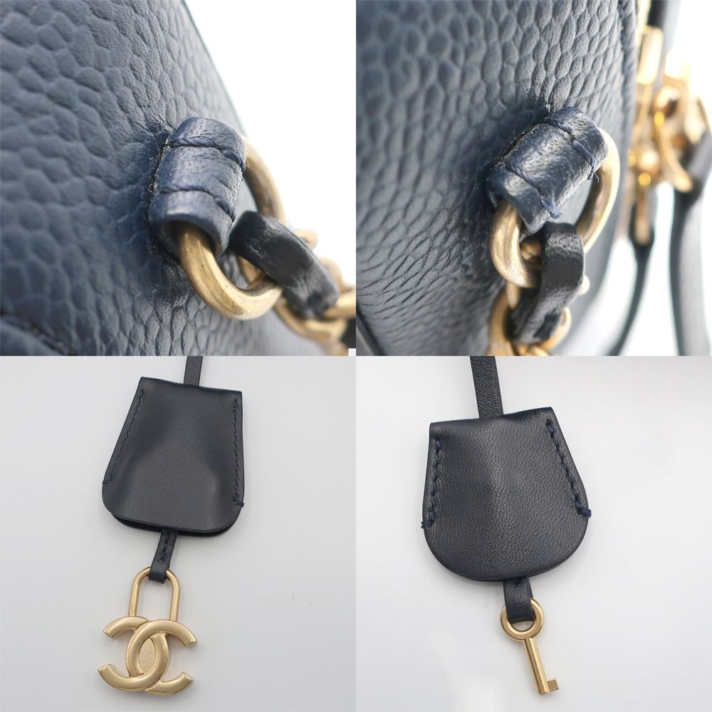 Chanel Chanel CC Filigree Vanity Chain Shoulder Bag Navy