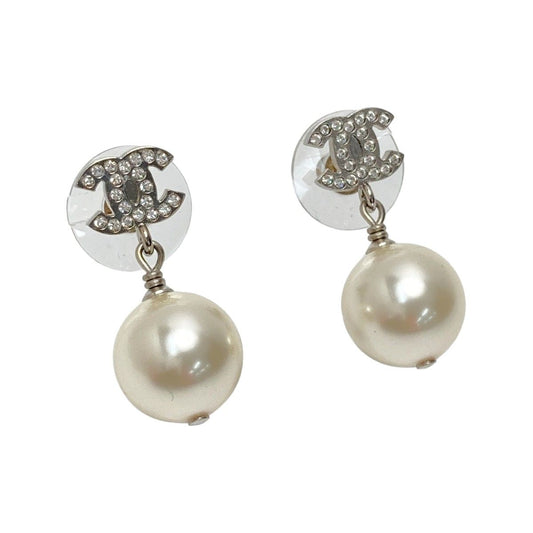 Chanel Cocomark Fake Pearl Earrings A22v GP Rhinestone