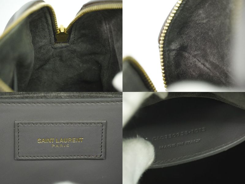 Authentic Saint Laurent Baby Duffle 2WAY Shoulder Bag Handbag Pochette Leather