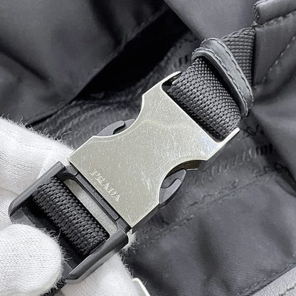 Prada Tote Bag Black NERO Excellent Condition Nylon Leather Preowned 255