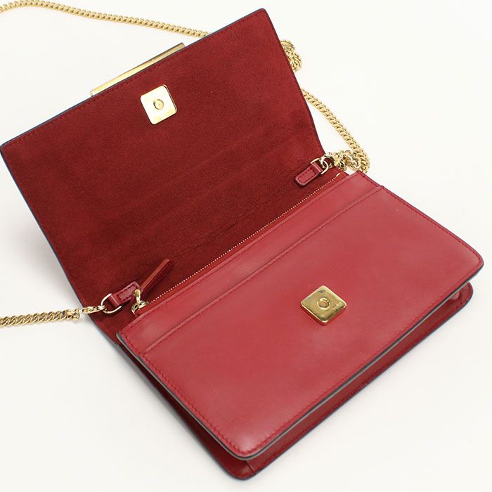 Fendi Bug's Eye 8m0346 Chain Wallet Leather Women