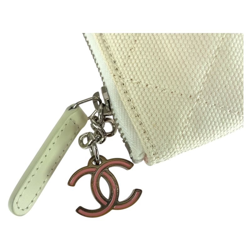 Chanel Coco Cuba Coco Mark White Multicolor Silver Hardware Canvas Clutch Bag