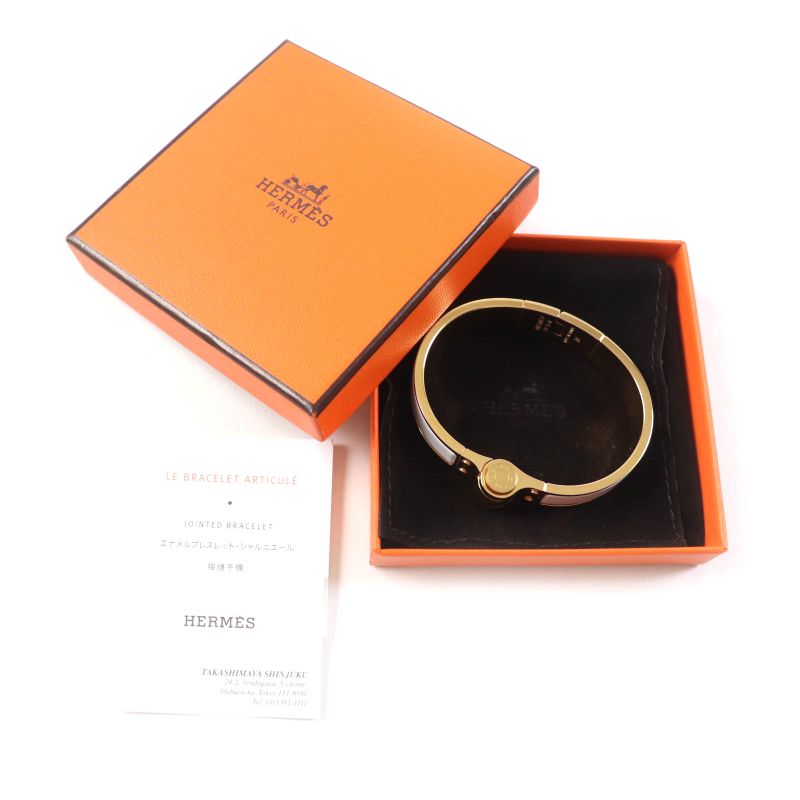 Hermes Charnières Bangle GP Bracelet Accessory White Gold With Box And Storage