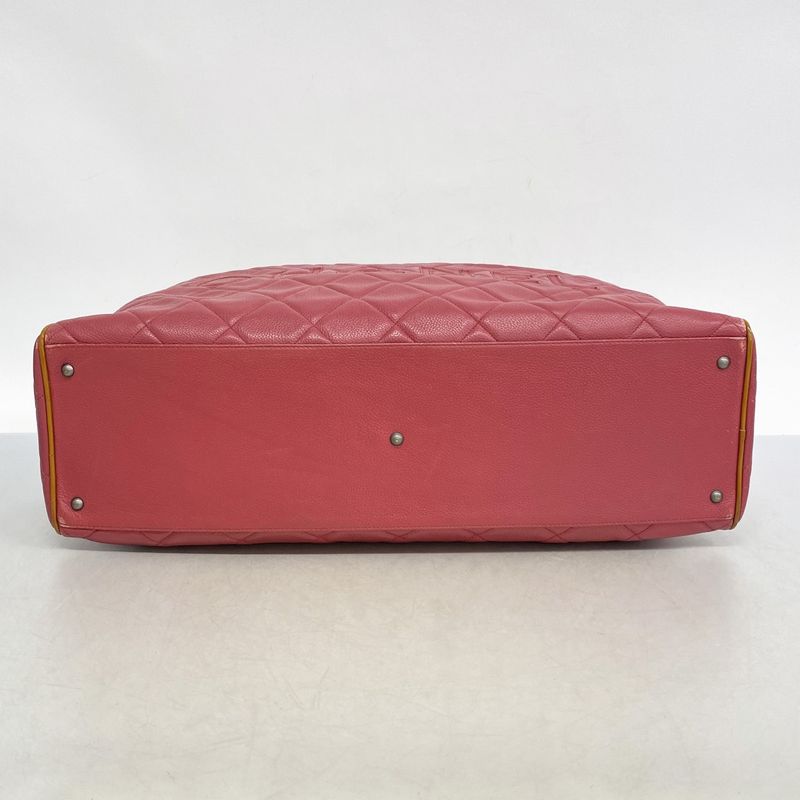 Chanel Boston Bag Matelasse Leather Patent Leather Pink Silver Hardware Men