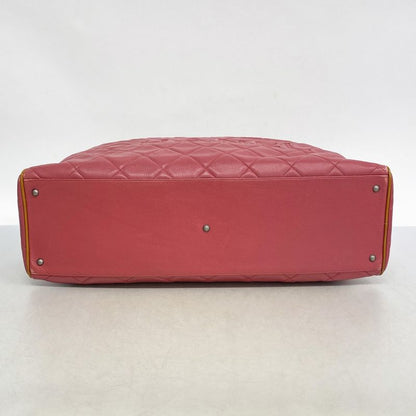 Chanel Boston Bag Matelasse Leather Patent Leather Pink Silver Hardware Men