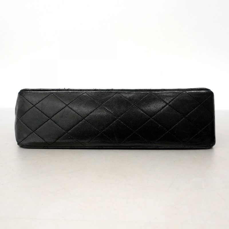 Chanel Shoulder Bag Matelasse Lambskin Black Gold Hardware Women