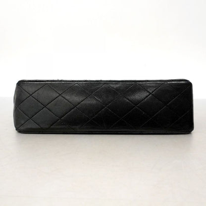 Chanel Shoulder Bag Matelasse Lambskin Black Gold Hardware Women