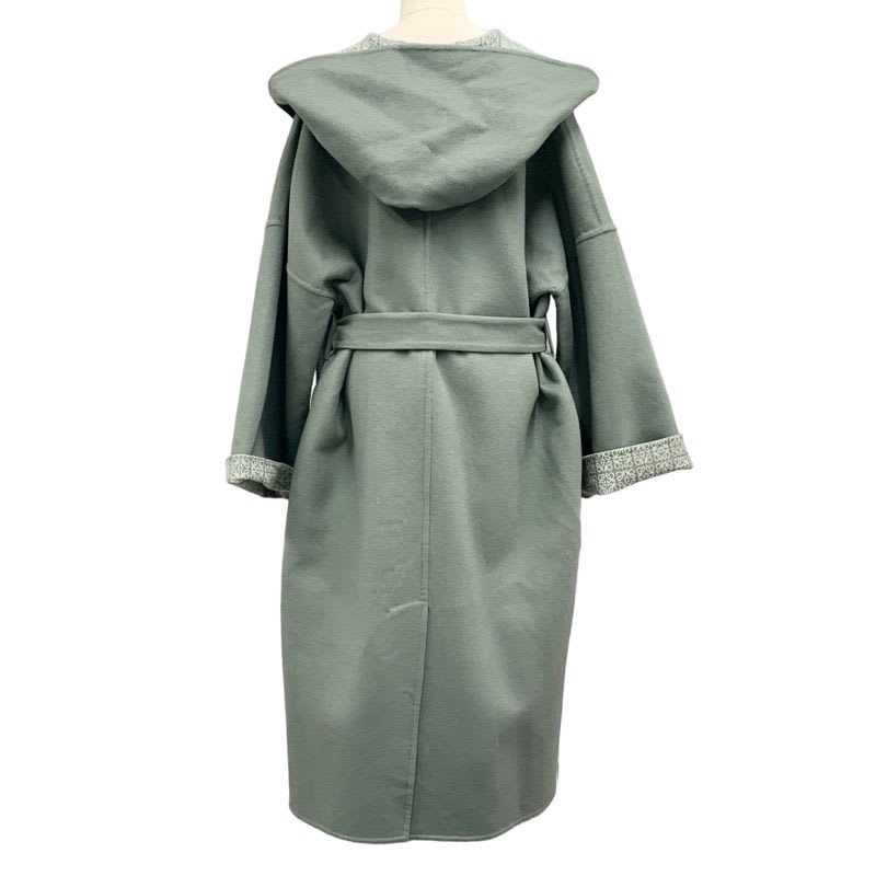 Loewe Outerwear Long Coat Wrap Anagram Logo Wool Khaki