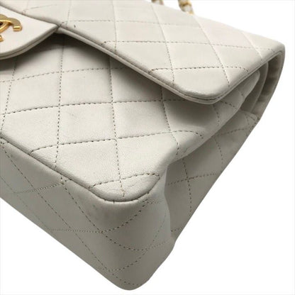 Chanel Lambskin Double Flap Chain Shoulder Bag White
