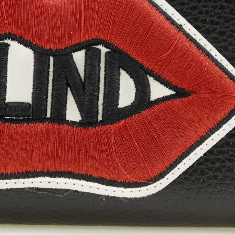 Gucci Round Zipper Embroidery GG Marmont 474584 Leather Black Unisex Long Wallet