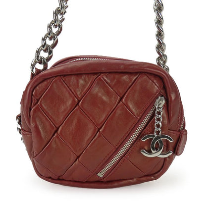 Chanel Shoulder Bag Quilted Coco Mark Lambskin Bordeaux Silver Hardware Chain