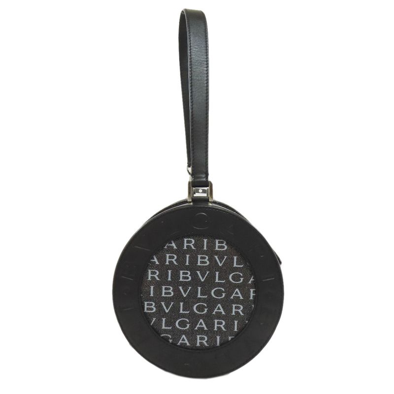 Bvlgari Drum Bag Logo Mania Handbag Canvas Women