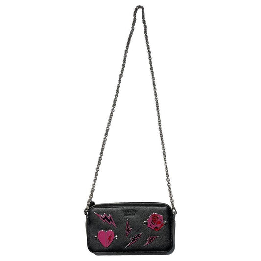 Prada Metal Appliqué Saffiano Chain Shoulder Bag Metal Appliqué Saffiano Chain